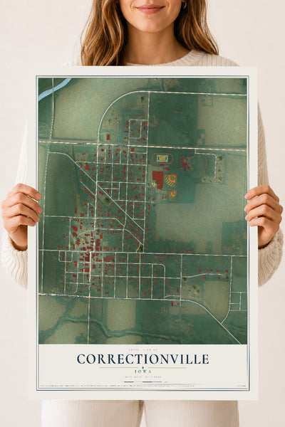 Map of Correctionville, Iowa, 18 x 24 inch unframed archival matte print