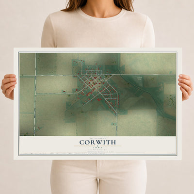 Map of Corwith, Iowa, 12 x 18 inch unframed archival matte print