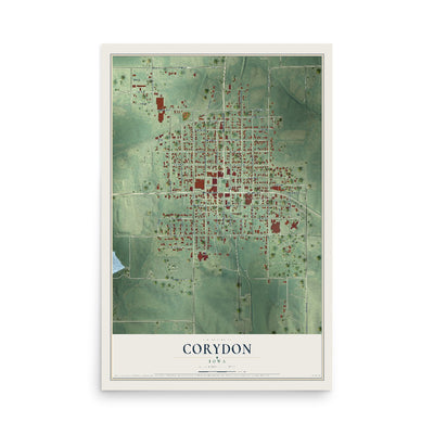 Map of Corydon, Iowa, 12 x 18 inch unframed archival matte print