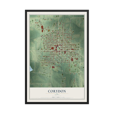 Map of Corydon, Iowa, 12 x 18 inch print in a black wood frame