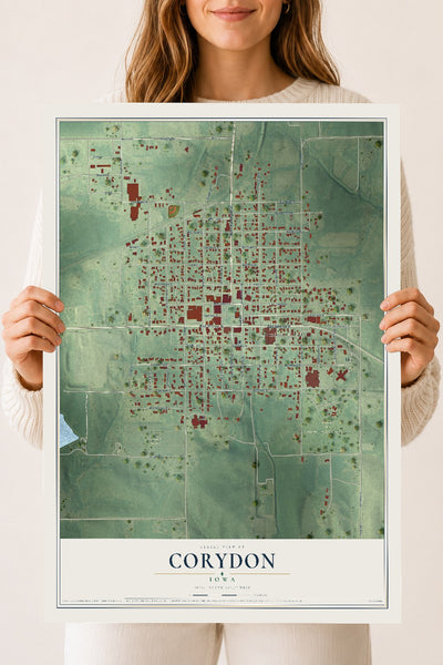 Map of Corydon, Iowa, 18 x 24 inch unframed archival matte print