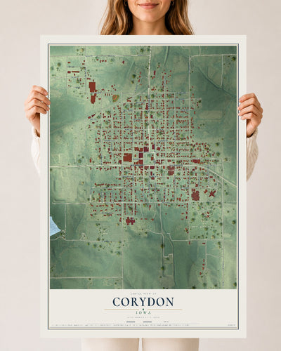 Map of Corydon, Iowa, 24 x 36 inch unframed archival matte print