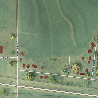 Close-up of the map of Cotter, Iowa print showing street and building detail