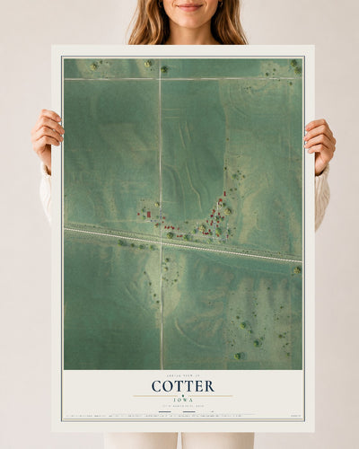 Map of Cotter, Iowa, 24 x 36 inch unframed archival matte print