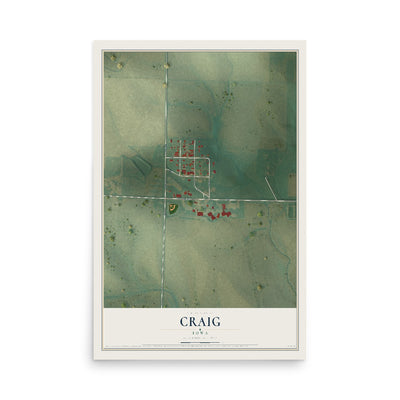 Map of Craig, Iowa, 12 x 18 inch unframed archival matte print