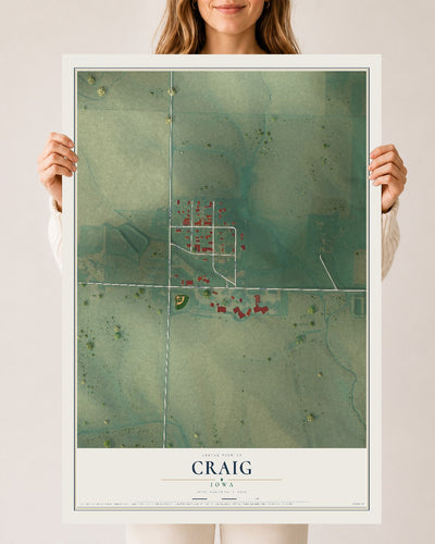Map of Craig, Iowa, 24 x 36 inch unframed archival matte print