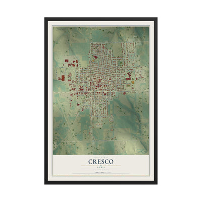 Map of Cresco, Iowa, 12 x 18 inch print in a black wood frame