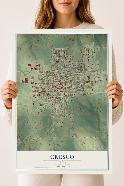 Map of Cresco, Iowa, 18 x 24 inch unframed archival matte print