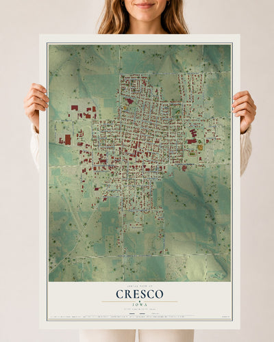 Map of Cresco, Iowa, 24 x 36 inch unframed archival matte print