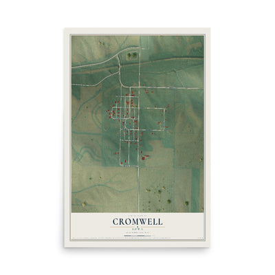 Map of Cromwell, Iowa, 12 x 18 inch unframed archival matte print
