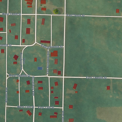 Close-up of the map of Cromwell, Iowa print showing street and building detail