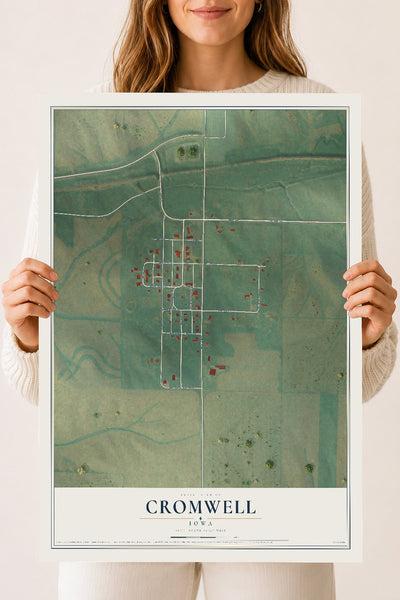 Map of Cromwell, Iowa, 18 x 24 inch unframed archival matte print