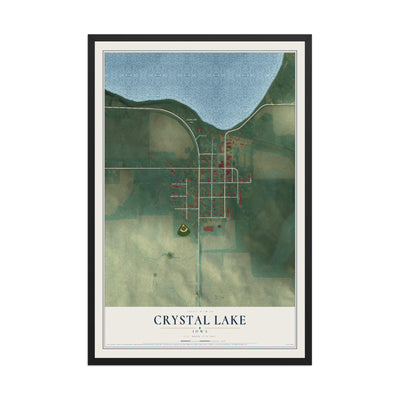 Map of Crystal Lake, Iowa, 12 x 18 inch print in a black wood frame