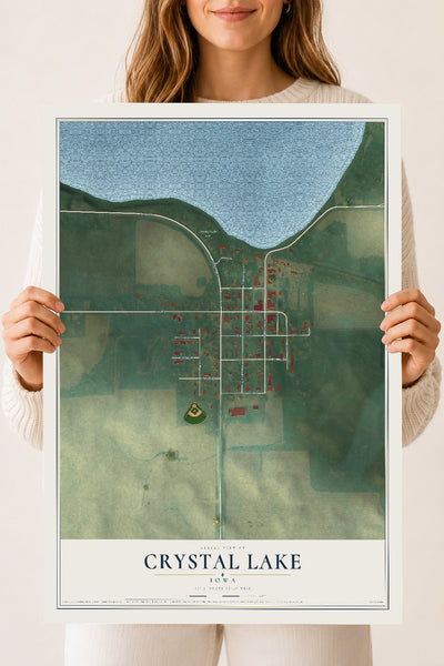 Map of Crystal Lake, Iowa, 18 x 24 inch unframed archival matte print
