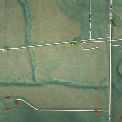 Second close-up of the map of Cumberland, Iowa print showing more streets and buildings