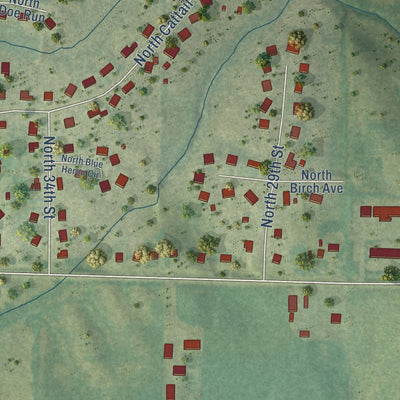 Close-up of the map of Cumming, Iowa print showing street and building detail