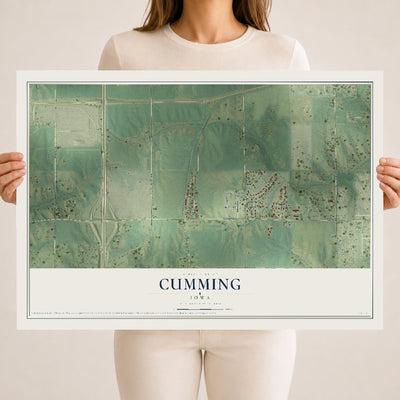 Map of Cumming, Iowa, 18 x 24 inch unframed archival matte print