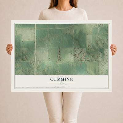 Map of Cumming, Iowa, 24 x 36 inch unframed archival matte print