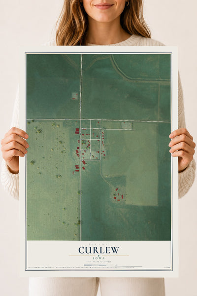 Map of Curlew, Iowa, 18 x 24 inch unframed archival matte print