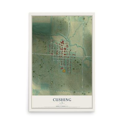 Map of Cushing, Iowa, 12 x 18 inch unframed archival matte print