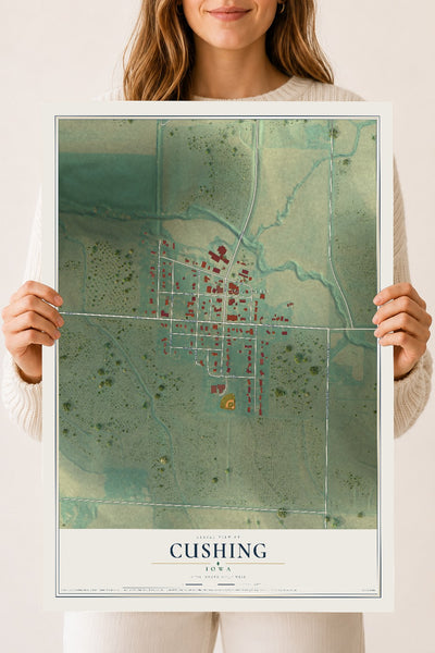 Map of Cushing, Iowa, 18 x 24 inch unframed archival matte print