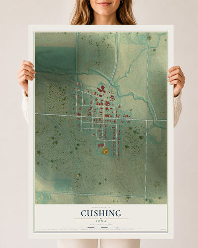 Map of Cushing, Iowa, 24 x 36 inch unframed archival matte print