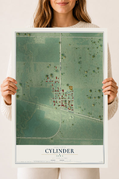 Map of Cylinder, Iowa, 18 x 24 inch unframed archival matte print