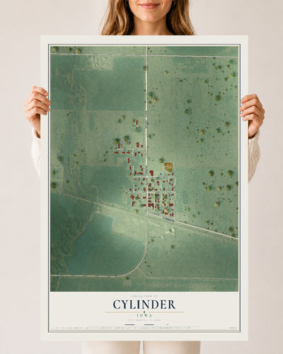 Map of Cylinder, Iowa, 24 x 36 inch unframed archival matte print