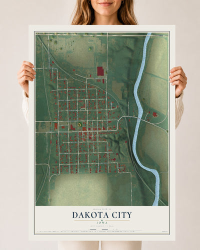 Map of Dakota City, Iowa, 24 x 36 inch unframed archival matte print