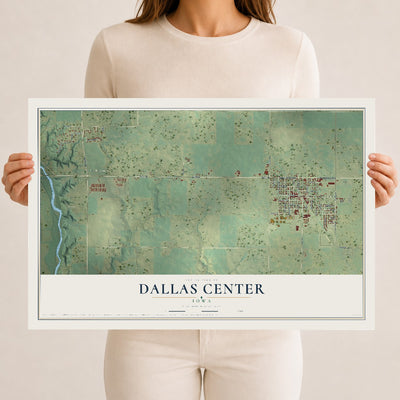 Map of Dallas Center, Iowa, 12 x 18 inch unframed archival matte print