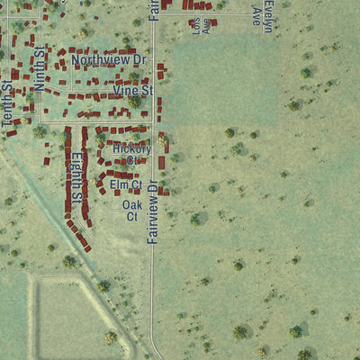 Second close-up of the map of Dallas Center, Iowa print showing more streets and buildings