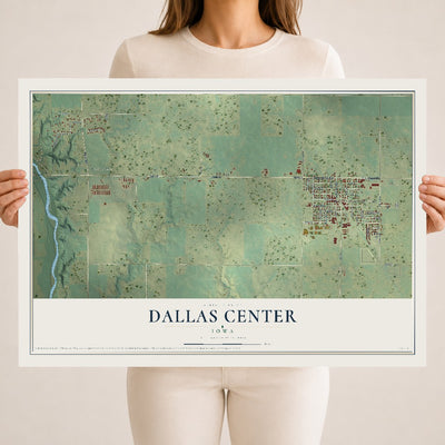 Map of Dallas Center, Iowa, 18 x 24 inch unframed archival matte print