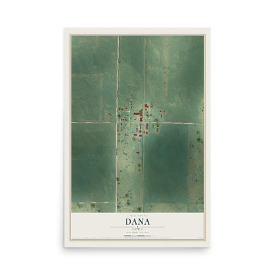 Map of Dana, Iowa, 12 x 18 inch unframed archival matte print