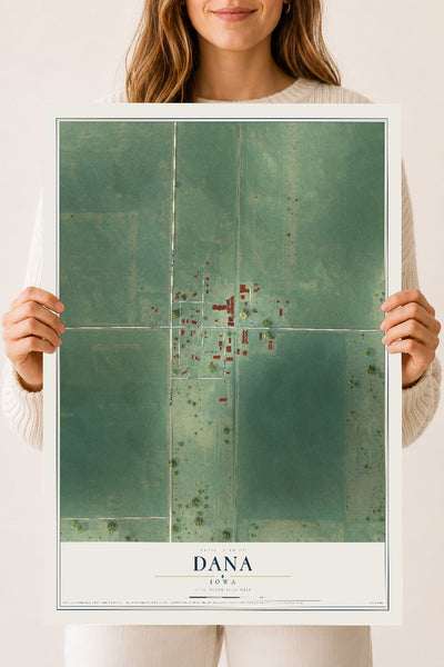 Map of Dana, Iowa, 18 x 24 inch unframed archival matte print