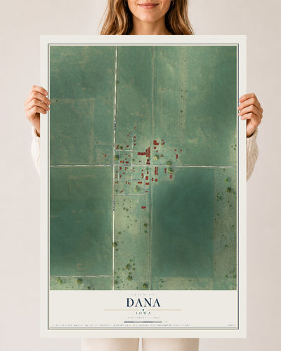 Map of Dana, Iowa, 24 x 36 inch unframed archival matte print
