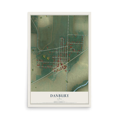 Map of Danbury, Iowa, 12 x 18 inch unframed archival matte print