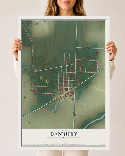 Map of Danbury, Iowa, 24 x 36 inch unframed archival matte print
