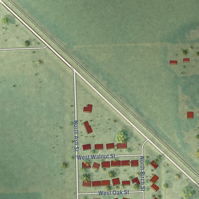 Second close-up of the map of Danville, Iowa print showing more streets and buildings
