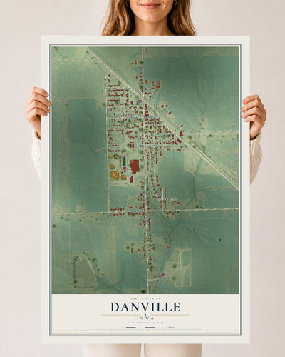 Map of Danville, Iowa, 24 x 36 inch unframed archival matte print