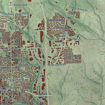 Second close-up of the map of Davenport, Iowa print showing more streets and buildings