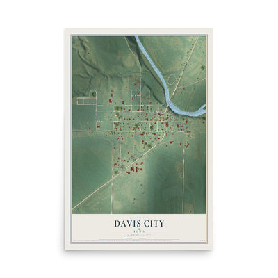 Map of Davis City, Iowa, 12 x 18 inch unframed archival matte print