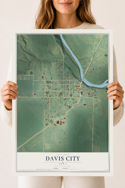 Map of Davis City, Iowa, 18 x 24 inch unframed archival matte print