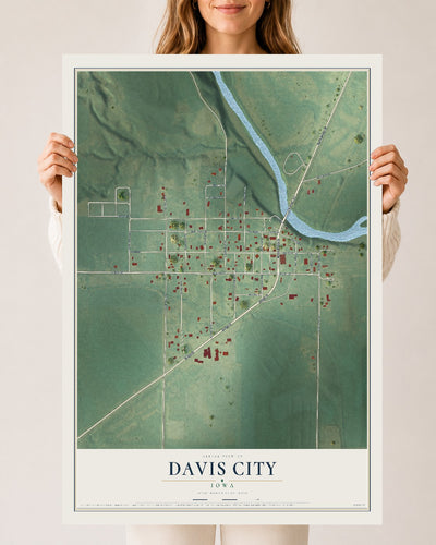 Map of Davis City, Iowa, 24 x 36 inch unframed archival matte print