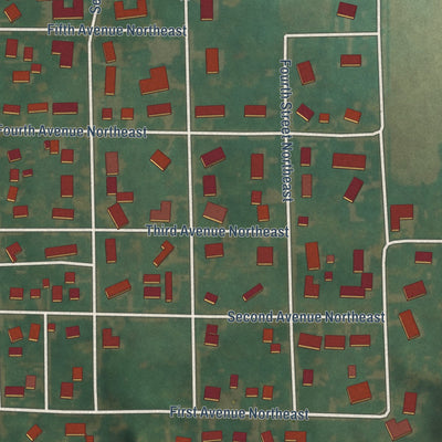 Second close-up of the map of Dayton, Iowa print showing more streets and buildings
