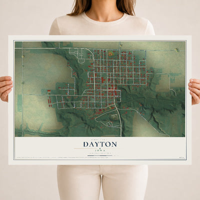 Map of Dayton, Iowa, 18 x 24 inch unframed archival matte print