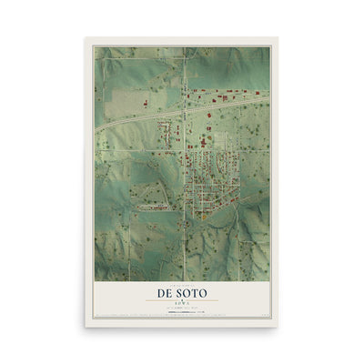 Map of De Soto, Iowa, 12 x 18 inch unframed archival matte print