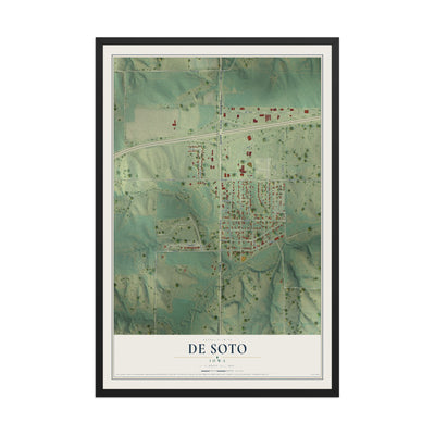 Map of De Soto, Iowa, 12 x 18 inch print in a black wood frame