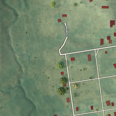 Second close-up of the map of Deep River, Iowa print showing more streets and buildings