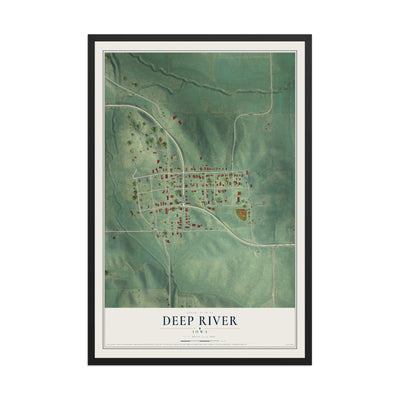Map of Deep River, Iowa, 12 x 18 inch print in a black wood frame