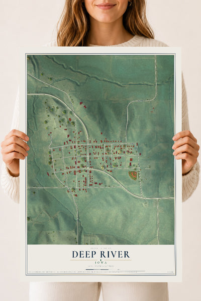 Map of Deep River, Iowa, 18 x 24 inch unframed archival matte print